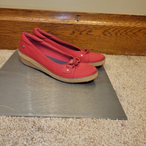 Grasshoppers Shoes - Grasshoppers Womens Red Canvas Cork Wedge Loafers Knotted Rope Slip On Shoes
